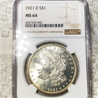 1921-D Morgan Silver Dollar NGC - MS64