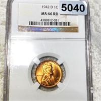 1942-D Lincoln Wheat Penny NGC - MS 66 RD