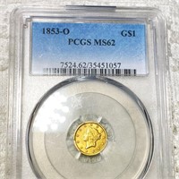 1853-O Rare Gold Dollar PCGS - MS62