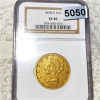 1858-O $10 Gold Eagle NGC - XF40