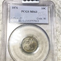 1876 Seated Liberty Dime PCGS - MS63