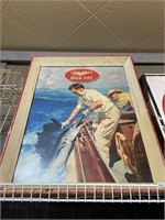 Miller highlife fishing cardboard advertising