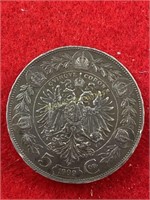 1909 5 Corona .900 Silver Coin, Buckle