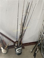 Approx. 9 Fishing Poles in Jets Can