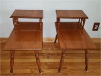 Pair vintage solid maple end tables
