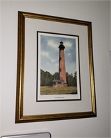 Currituck Lighthouse Print gold frame no glass