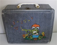 Vintage Vinyl Frog playing flute lunchbox  thermos