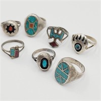 Lot of 7 Turquoise Rings (27.7g)
