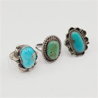 Lot of 3 Turquoise Rings (18.0g)