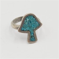 Size 4 3/4 Inlaid Turquoise Mushroom Ring