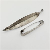 Sterling Feather Brooch & Safety Pin (