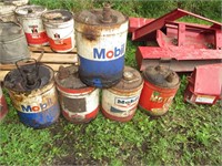 5 METAL MOBIL STANDARD OIL CANS