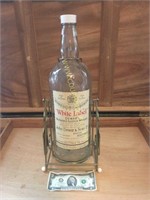 Dewars Whiskey Bottle with Stand