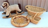 Childs Rocking Horse, Misc Baskets
