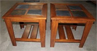 (2) Side Tables (w/tile inlay top pcs)