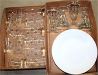 White Dinner Plates, Glasses, Sundae Glasses