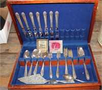 Holmes & Edwards Silverware w/Wood Case (not complete)