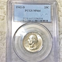 1942-D Washington Silver Quarter PCGS - MS64