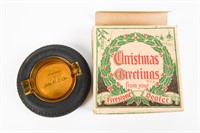 FIRESTONE DEALER CHRISTMAS GREETINGS TIRE ASHTRAY