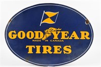 1940'S GOODYEAR TIRES MADE CANADA DSP OVAL SIGN
