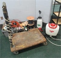 Cart, sprayers, painting items, power cords, etc.