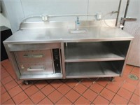 Stainless steel kitchen prep station. Measures