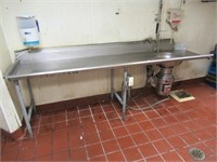 Stainless steel sink/dish washing station.