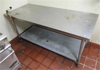 6ft long stainless steel prep table.