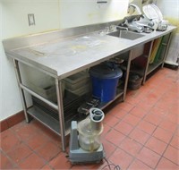 10ft long stainless kitchen prep table with sink.