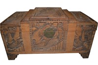 Carved Asian Antique Trunk