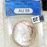 1889 Morgan Silver Dollar ANACS - AU58 VAM-21