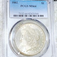 1882 Morgan Silver Dollar PCGS - MS64