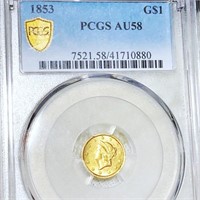 1853 Rare Gold Dollar PCGS - AU58