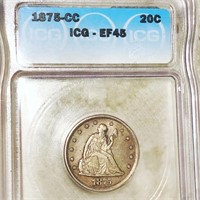 1875-CC Seated Twenty Cent Piece ICG - EF45
