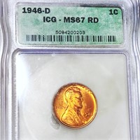 1946-D Lincoln Wheat Penny ICG - MS 67 RD
