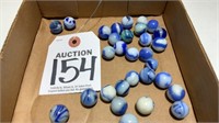50 Vintage & Antique Marbles White And Blue