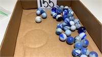 Lot Of 50 Marbles Blues And Milk White