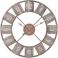 36" Galvanized Metal and Wood Windmill Clock