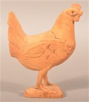 19th Century Folk Art Carved Wood Rooster Figure