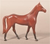 Antique Carved Mahogany Folk Art Figure of Horse