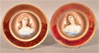 2 Austria Transfer Decorated Portrait Plates