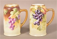 Pair of Hand Painted Porcelain Tankards