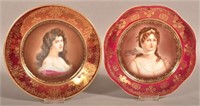 2 Bavarian Porcelain Portrait Plates