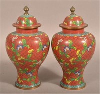 Pair of Chinese Cloisonne Covered Vases