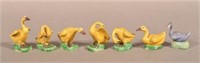 7 Vintage Chinese Glazed Porcelain Duck Figures
