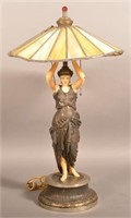 Spelter Metal Woman Figural Lamp Base
