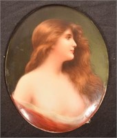 Oval Miniature Portrait Painting on Porcelain