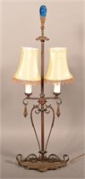Vintage Wrought Iron Double-Socket Table Lamp