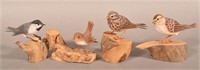 4 Carved Songbirds