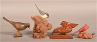 4 Various Carved Bird Figures